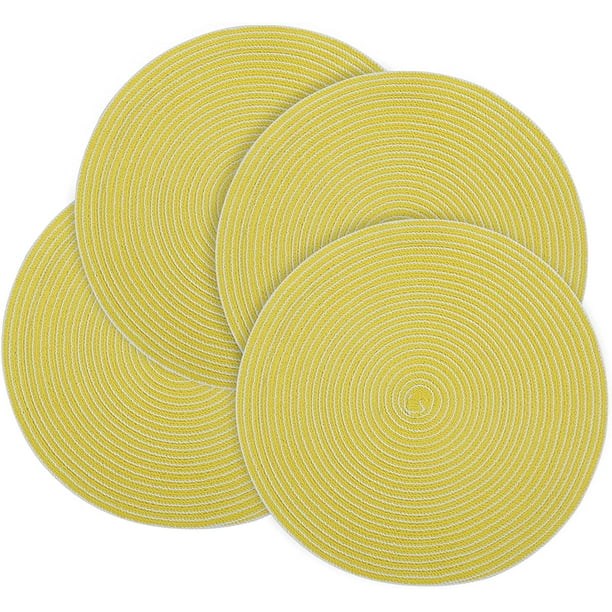 Bright Yellow and Orange Flowers Set of 2 Weave Linen Placemats,Heat Resistant and Non-Slip Placemats for Kitchen Bright Yellow and Orange Flowers Set of 2 Weave Linen Placemats,Heat Resistant and Non-Slip Placemats for Kitchen
